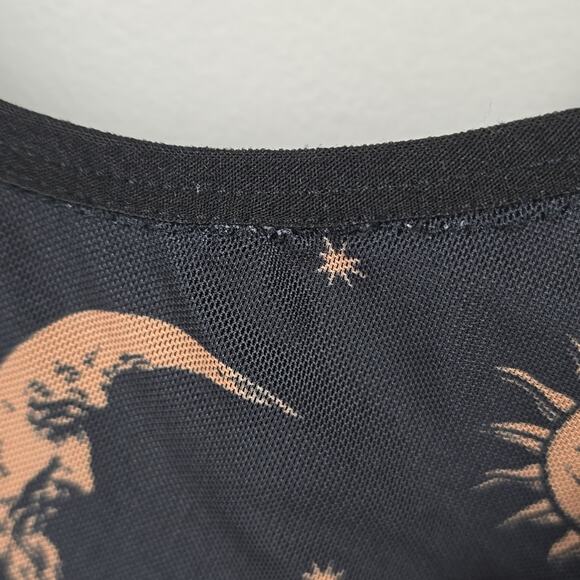 HOROSCOPEZ Witchy Spaghetti Strap Dress Black/Gold Womens Sz M Whimsy Goth Y2K - Picture 13 of 13